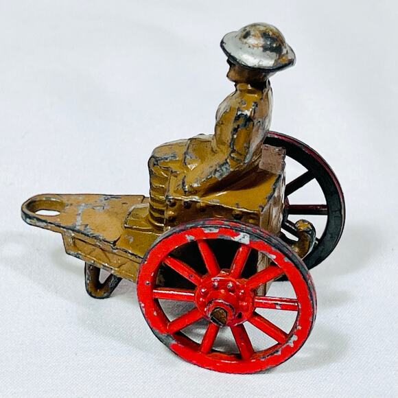 Vintage Barclay Manoil Ammo Supply Cart Wagon with Soldier MV-071 Red Wheels - Picture 2 of 14